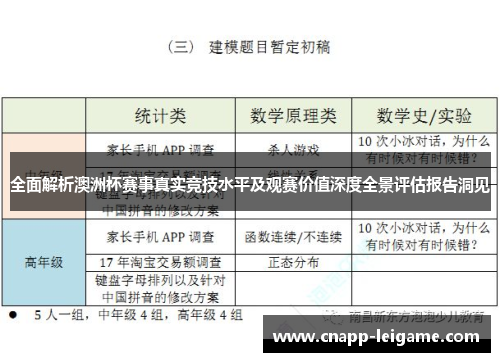 全面解析澳洲杯赛事真实竞技水平及观赛价值深度全景评估报告洞见