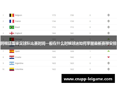 阿根廷国家足球队比赛时间一般在什么时候球迷如何掌握最新赛程安排